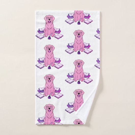 Accessoire pour écrivain au design de chiot rose m (Serviette à main)