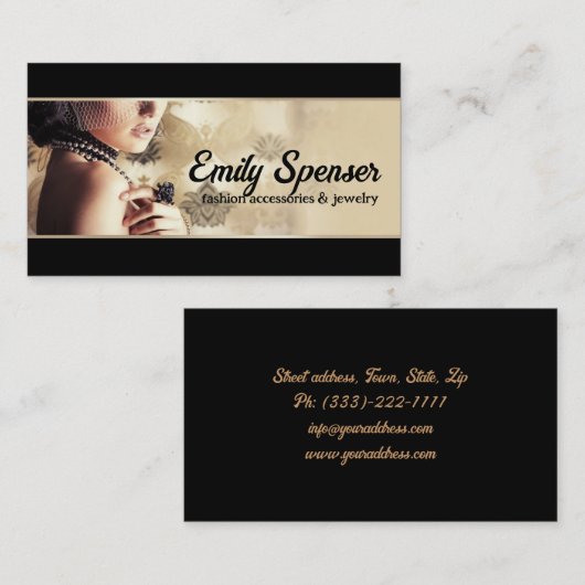Accessoires de mode et Carte de visite de bijoux (Devant / Derrière)
