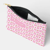 Accessoires Pochette à fermeture éclair à motif gingham rose e (Ouvrir)