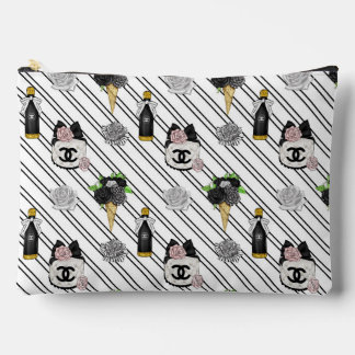 Accessoires Pochette de Maquillage Chic à Rayures Florales et