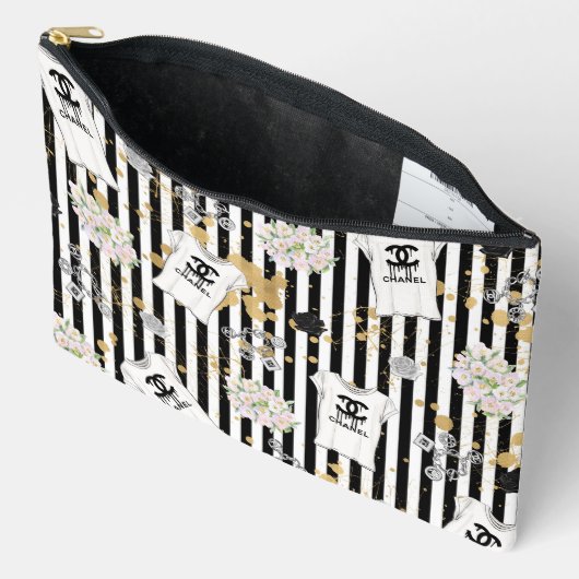 Accessoires Pochette de mode à rayures noir et blanc chic (Ouvrir)
