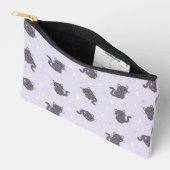 Accessoires Pochette violette à zip avec un joli chat gris (Ouvrir)