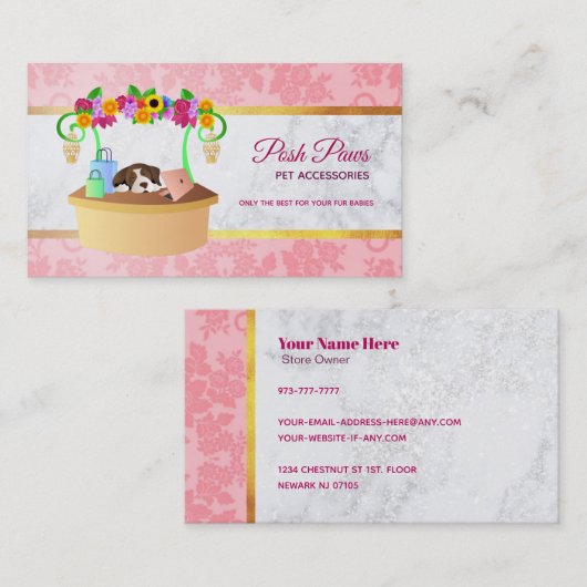 Accessoires pour animaux de compagnie Carte de vis (Devant / Derrière)