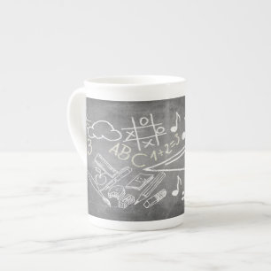 Accessoires voor inschrijving in schoolbord stijl porselein kop