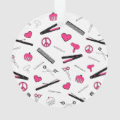 Accessoires voor vrede, liefde en haar (roze) ornament (achterkant)