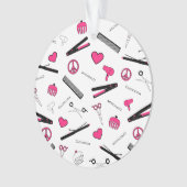 Accessoires voor vrede, liefde en haar (roze) ornament (voorkant)