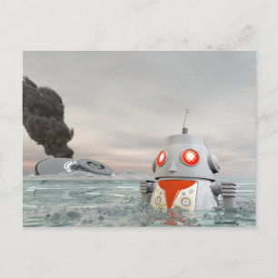 Accident de robot à la carte postale de mer