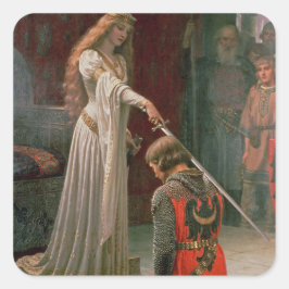 Accolade - Edmond Blair Leighton Middeleeuwen Ridd Vierkante Sticker