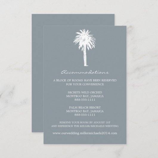 Accommodatie Classy Gray Palm Tree Informatiekaartje (Voorkant / Achterkant)