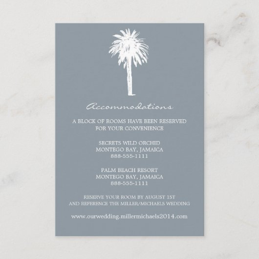 Accommodatie Classy Gray Palm Tree Informatiekaartje (Voorkant)