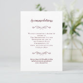 Accommodatie Elegant Burgundy Wedding Details Informatiekaartje (Staand voorkant)