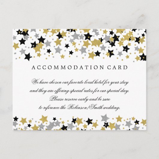 Accommodatie Gold Silver Glitter Stars Confetti Briefkaart (Voorkant)