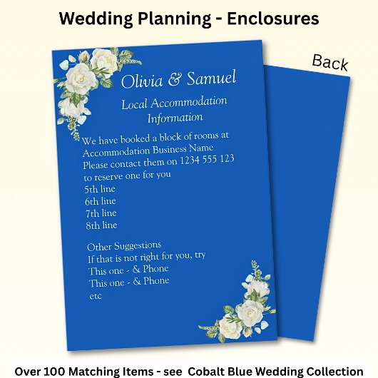 Accommodatie-informatie - Cobalt Blue & White Rose Informatiekaartje