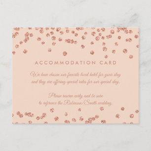 Accommodatie Roos Gold Glitter Confetti Blush Briefkaart