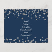 Accommodatie Silver Faux Glitter Confetti Navy Briefkaart (Achterkant)