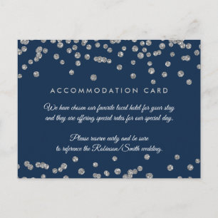 Accommodatie Silver Faux Glitter Confetti Navy Briefkaart