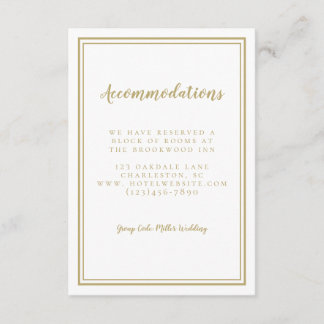 Accommodatie Simple Chic Gouden Detail Bruiloft Informatiekaartje