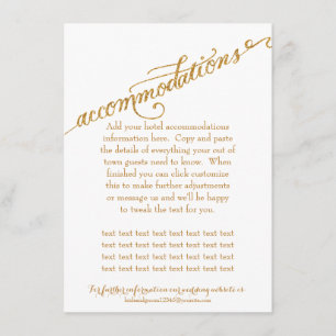 Accommodatiescript voor altijd in Love Gold Glitte Informatiekaartje