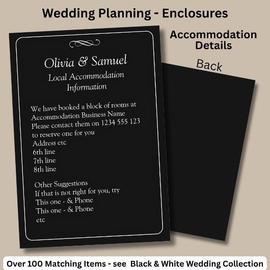 Accommodation Info - Black White Infinity Scroll, Informatiekaartje