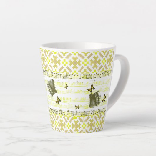 Accordéon jaune vif Musique Latte Mug (Angle droit)