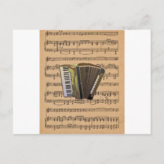 accordeon met achtergrond voor vel muziek briefkaart