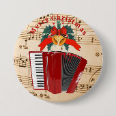 Accordeonmuziek, Kerstontwerp, Ronde Button 7,6 Cm (Voorkant)