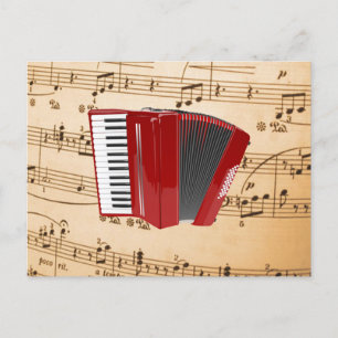 Accordeonmuziek, populair ontwerp, briefkaart
