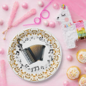 Accordeonontwerp in elegant zwart en goud papieren bordje (Feest)