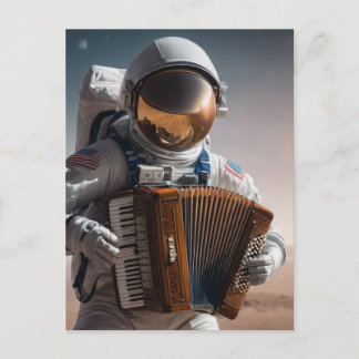 accordeonspel astronaut briefkaart