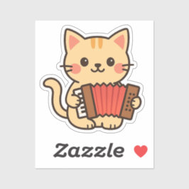 Accordion Cat Drawing Sticker