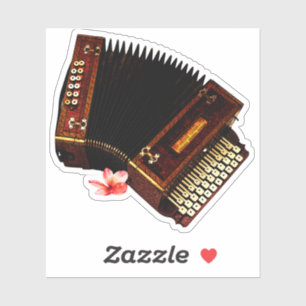 Accordion en Plumeria - Muziekinstrument Sticker