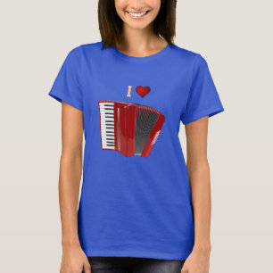 Accordion: Ik hou van mijn T-shirt met rode cordio