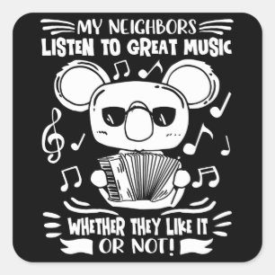 Accordion Music Koala Musician Acordeon Vierkante Sticker