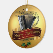 Accordion ~ Musical Scroll ~ Gold Merry Kerst~ Keramisch Ornament (Links)