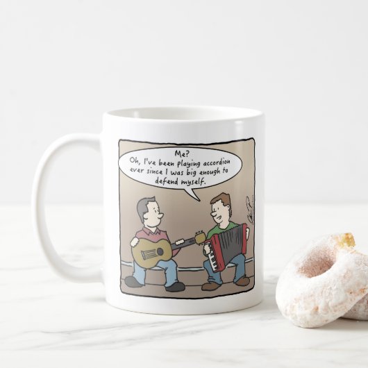 Accordion Player-mok voor koffie Koffiemok (Met donut)