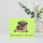 Accordion Pug Briefkaart (Staand voorkant)