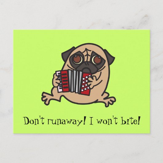 Accordion Pug Briefkaart (Voorkant)