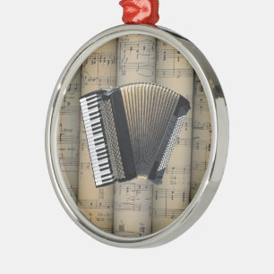 Accordion ~ Rollend vel Music Achtergrond ~ Muziek Metalen Ornament