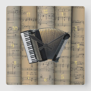 Accordion ~ Rollend vel Music Achtergrond ~ Muziek Vierkante Klok
