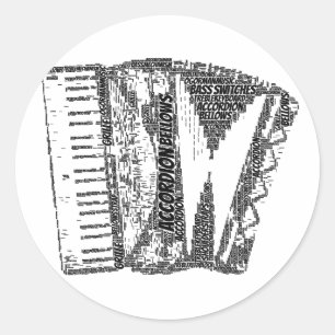 Accordion Shaped Word Art Black Text Ronde Sticker
