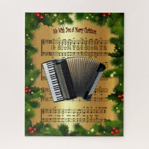 Accordion ~ "Wij wensen u een prettig kerstfeest"  Legpuzzel