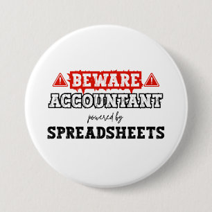 Accountant aangedreven door spreadsheet boekhoud ronde button 7,6 cm