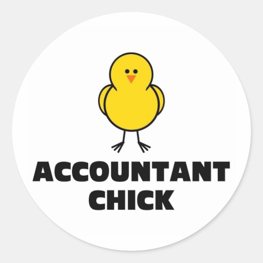 Accountant Chick Ronde Sticker (Voorkant)