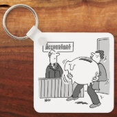 Accountant client met gigantische spaarbank sleutelhanger (Voorkant)