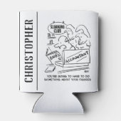 Accountant controleert de boeken in een slanke clu blikjeskoeler (Achterkant)