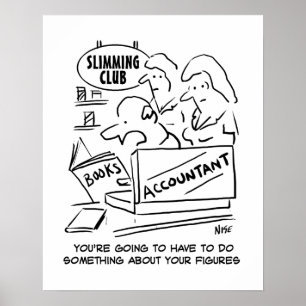 Accountant controleert de boeken in een slanke clu poster