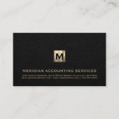 Accountant CPA Faux Zwart Leder Visitekaartje (Voorkant)