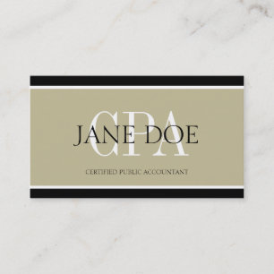 Accountant/CPA Tan/White/Black Borders Visitekaartje