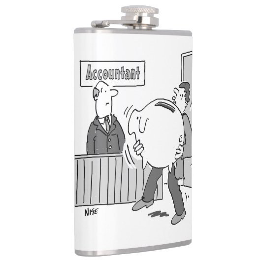 Accountant heeft een client met Giant Piggy Bank Heupfles (Rechts)