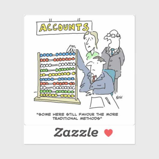 Accountant met behulp van een Abacus op het werk.  Sticker (Vel)